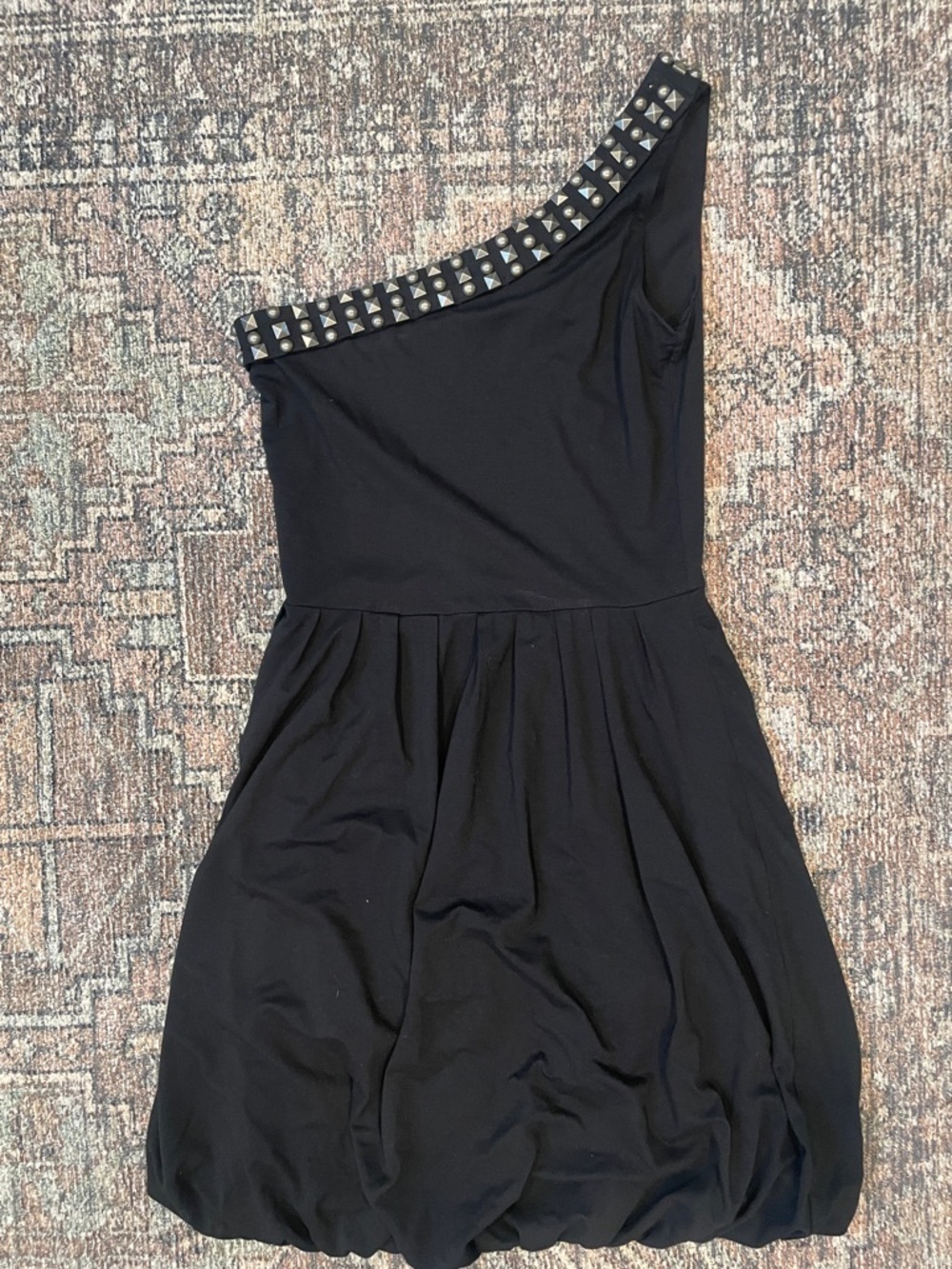 INC Black One Shoulder Studded Cocktail Dress Small Party